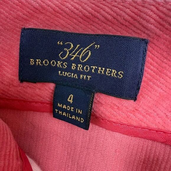 Brooks Brothers Lucia Pants Womens 4 Pink Corduroy Straight Leg Zip Fly Low Rise - Picture 4 of 9
